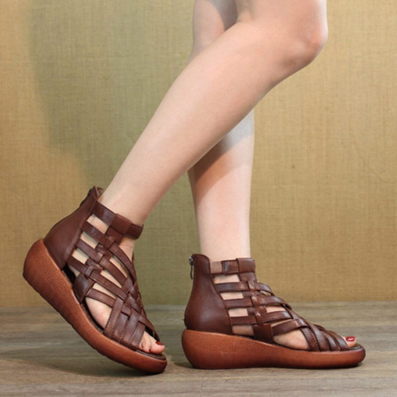 Zomer Vintage Wedge Woven Sandalen