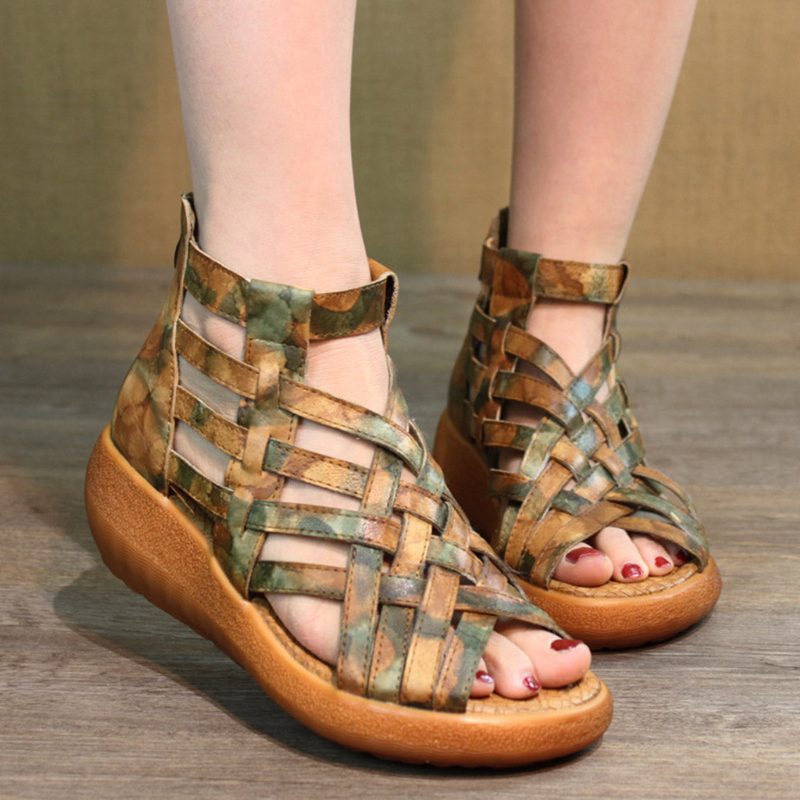 Zomer Vintage Wedge Woven Sandalen