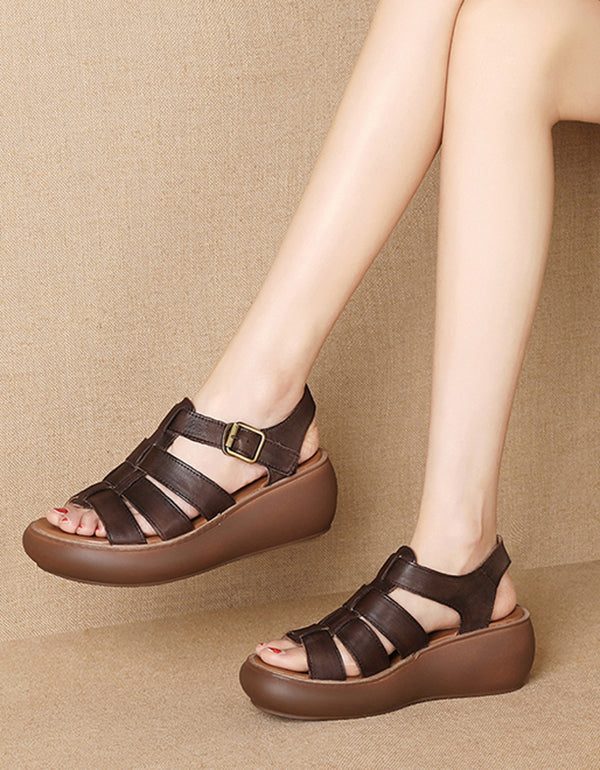 Zomer Wedge Sandalen Retro Handgemaakt Comfortabel