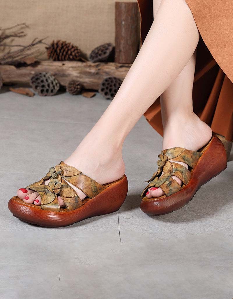 Zomerbloemen Comfortabele Retro Wedge Slippers