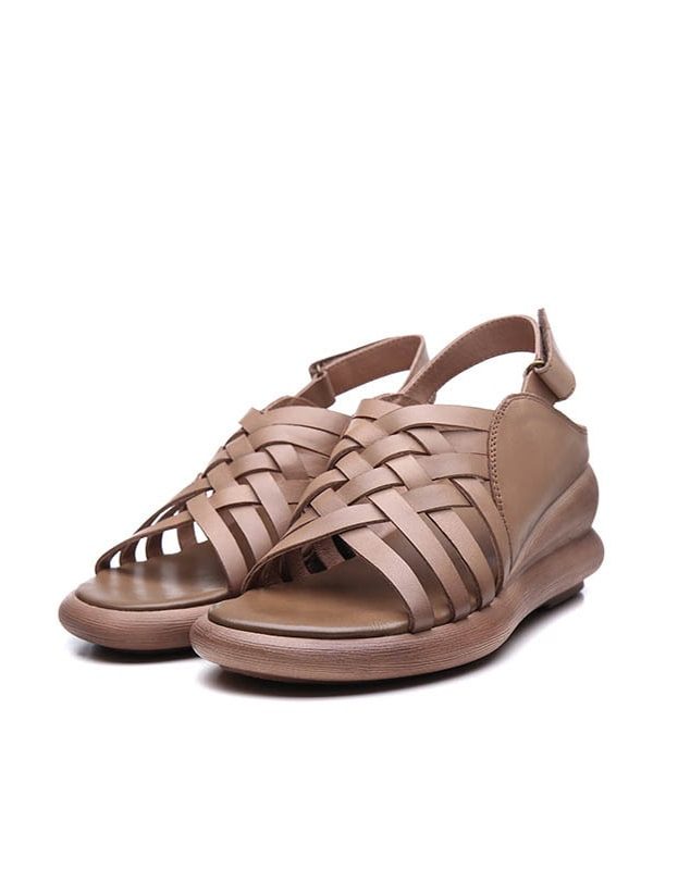 Zomermode Wedge Cross Strap Sandalen Khaki