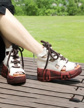 Zomersandalen Met Uitgesneden Retro Plateauzool