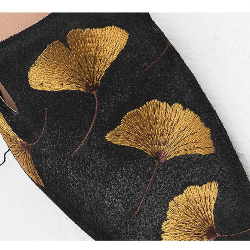 Ginkgo Geborduurde Damesslippers | Cadeau Schoenen