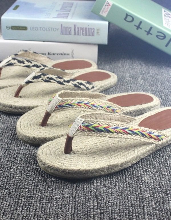 Handgemaakte Geweven Slippers Strand Zomer Slippers