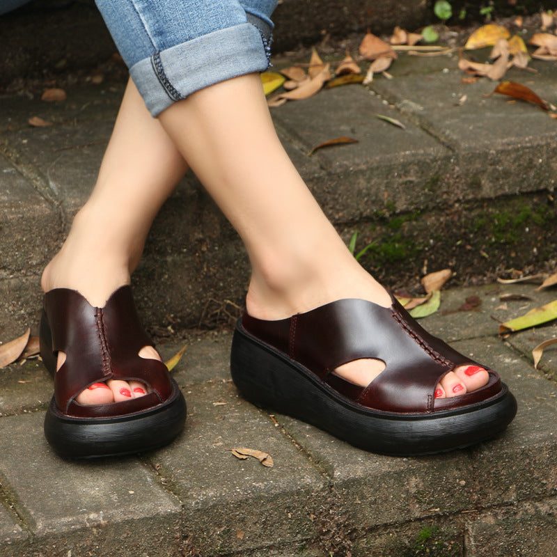 Handgemaakte Retro Zomer Wedge Pantoffels