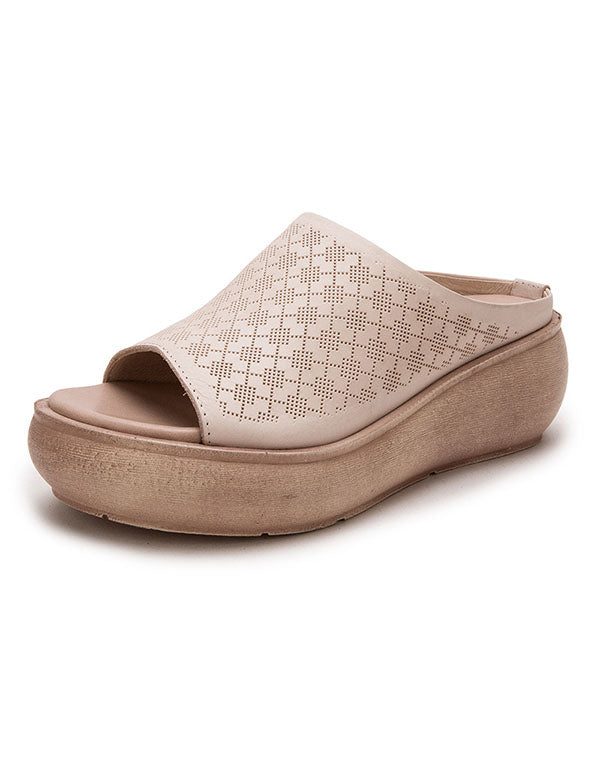 Leren Pantoffels Wedge Zomermode