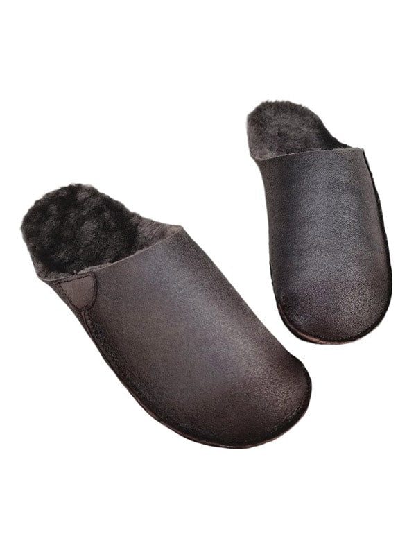 Zachte Lederen Antislip Pluche Winterpantoffels