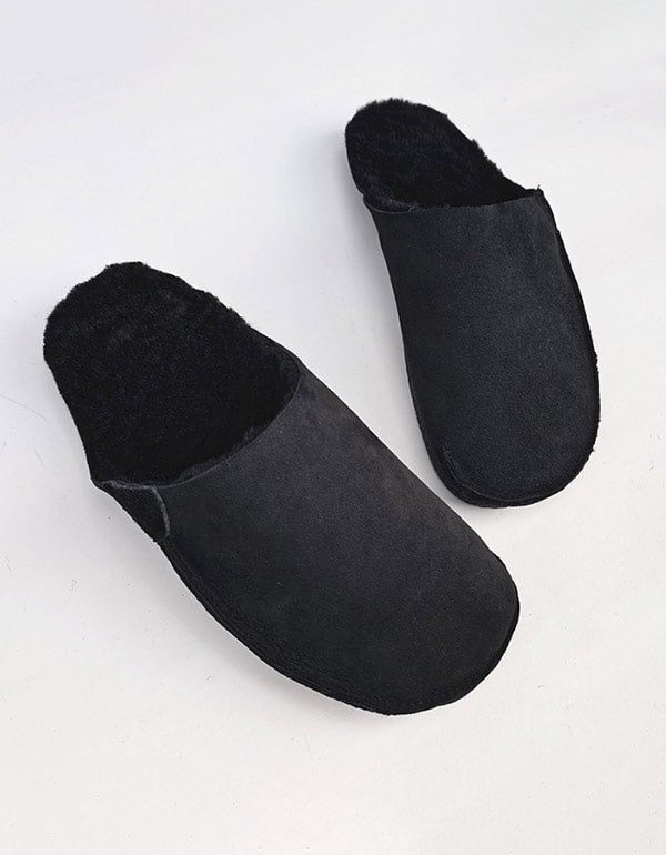 Zachte Lederen Antislip Pluche Winterpantoffels