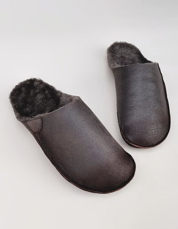 Zachte Lederen Antislip Pluche Winterpantoffels