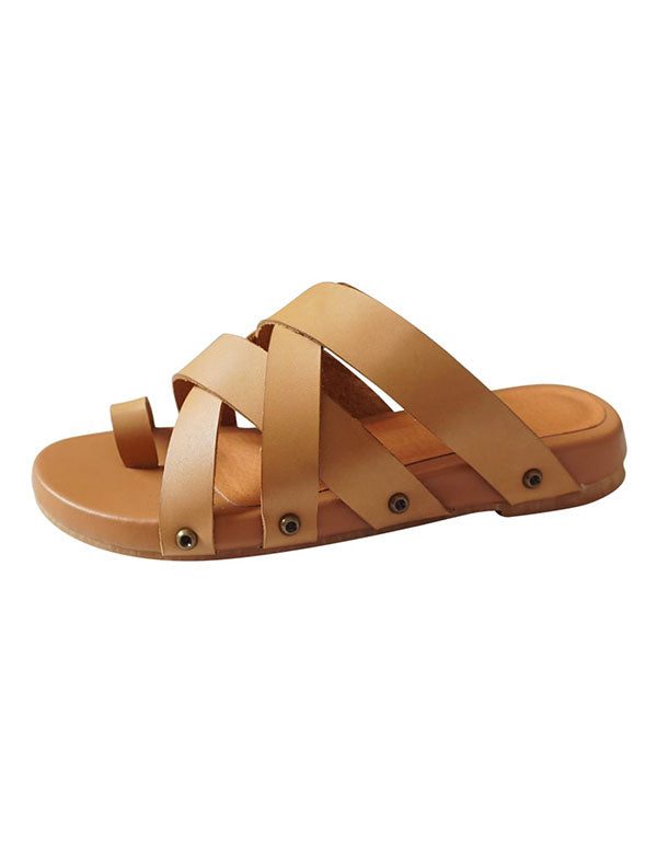 Zelfgemaakte Leren Flip-flop Zomerpantoffels