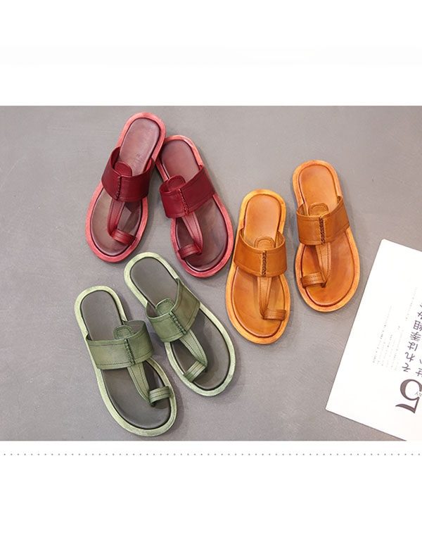 Zomer Flip Flop Dames Leren Slippers