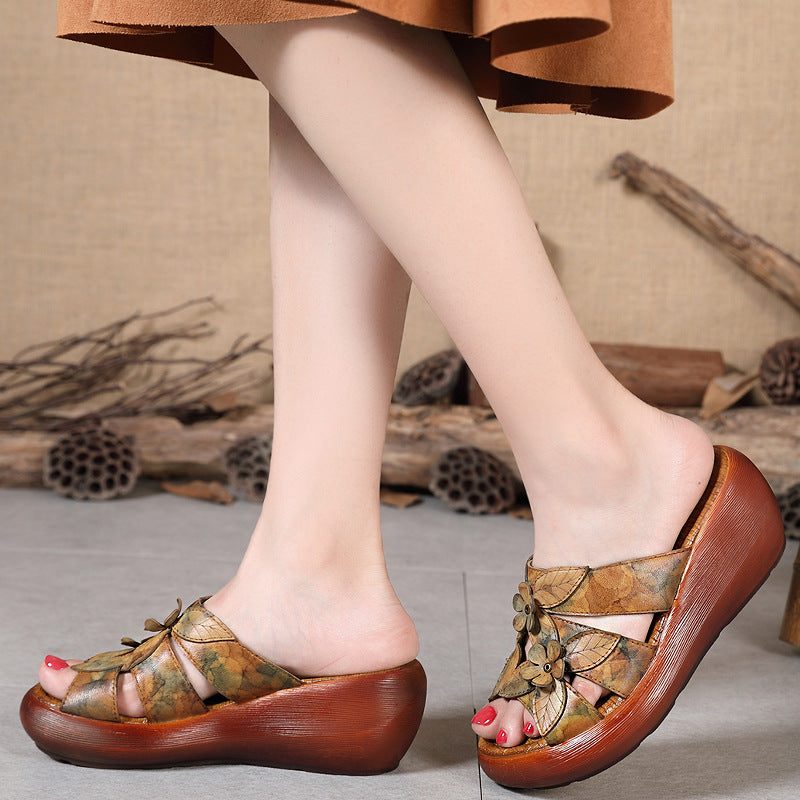 Zomerbloemen Comfortabele Retro Wedge Slippers