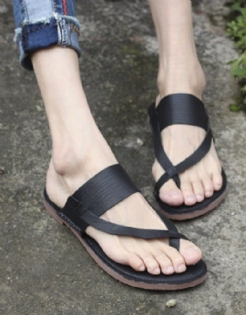 Zomerleren Retro Flip-flop Platte Slippers