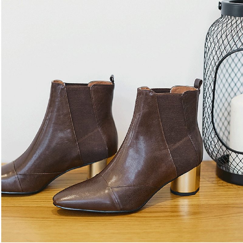 Chelsea Boots Met Dikke Hak En Puntige Hak 35-41