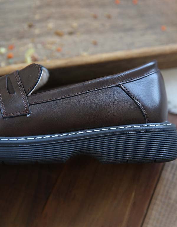 Comfortabele Loafers Met Brede Kop Vooraan