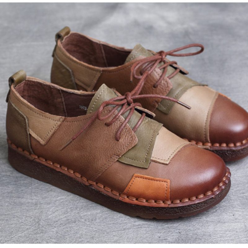 Lente Handgemaakte Stiksels Retro Schoenen 35-43