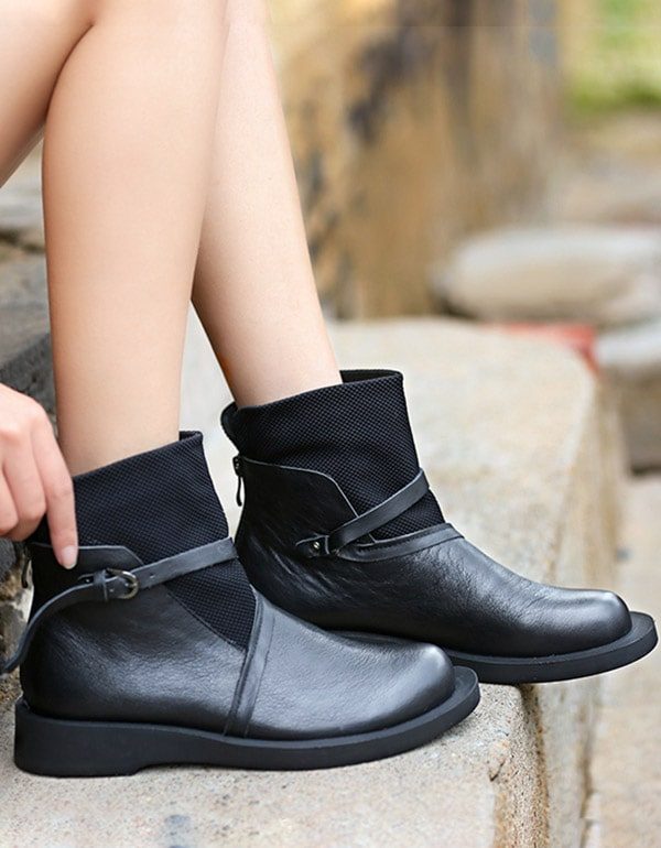 Lente Herfst Retro Lederen Riem Gesp Chelsea Boots