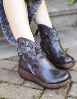 Lente Herfst Ronde Kop Handgemaakte Vintage Wedge Boots