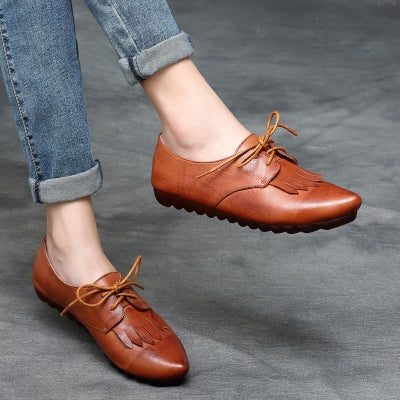 Lente Knappe Puntige Zachte Britse Stijl Platte Schoenen | Geschenkschoenen