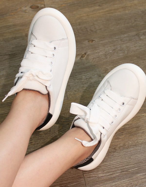 Lente Lace Up Soft Bodem Casual Schoenen Wit