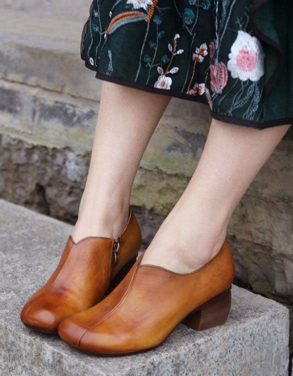 Lente Peacock Blue Vintage Chunky Heels