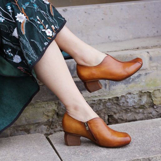 Lente Peacock Blue Vintage Chunky Heels