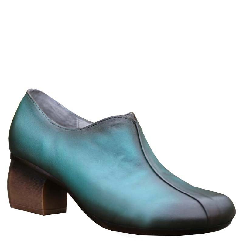 Lente Peacock Blue Vintage Chunky Heels