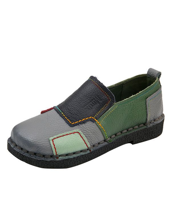 Lente Retro Lederen Patch Handgemaakte Schoenen 35-41