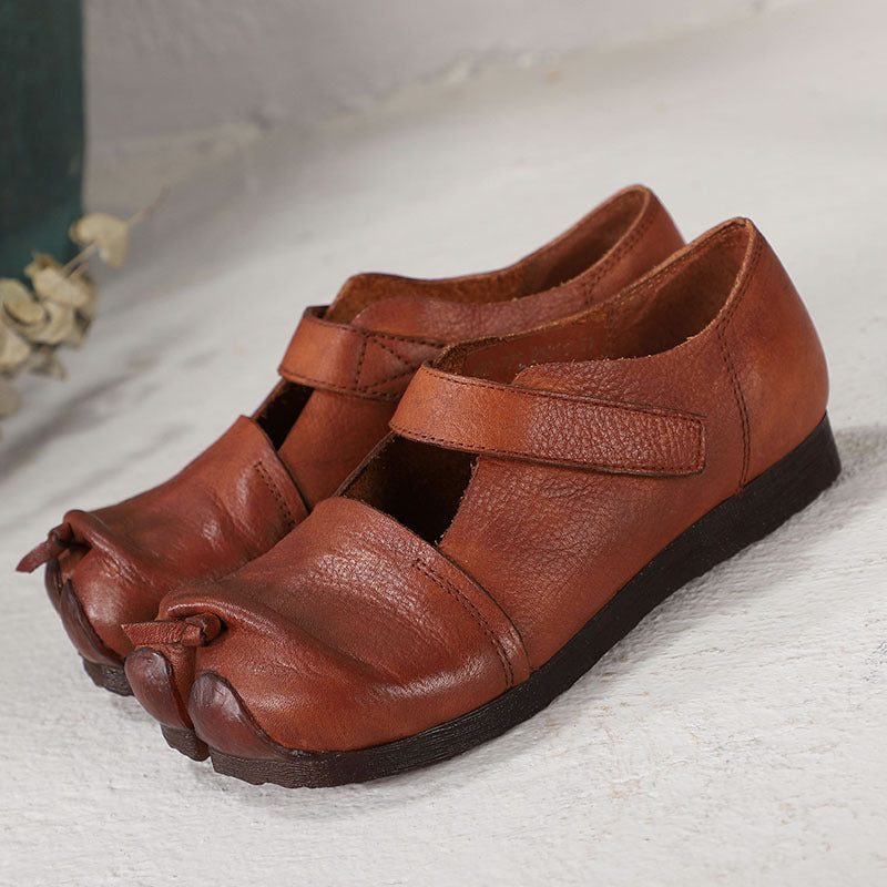 Lente Retro Lederen Split Teen Comfortabele Schoenen