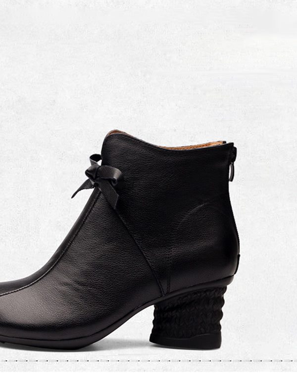 Lente Retro Strik-knot Chunky Heel Boots