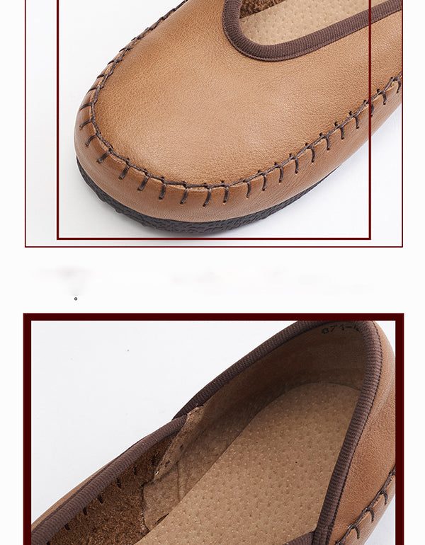 Lente Zomer Retro Leren Platte Schoenen Loafers