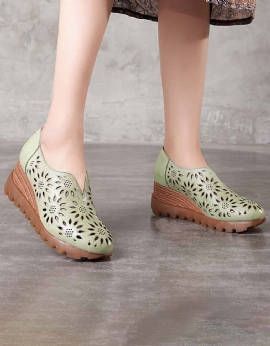 Lente Zomer Wedge Handgemaakte Groene Sandalen