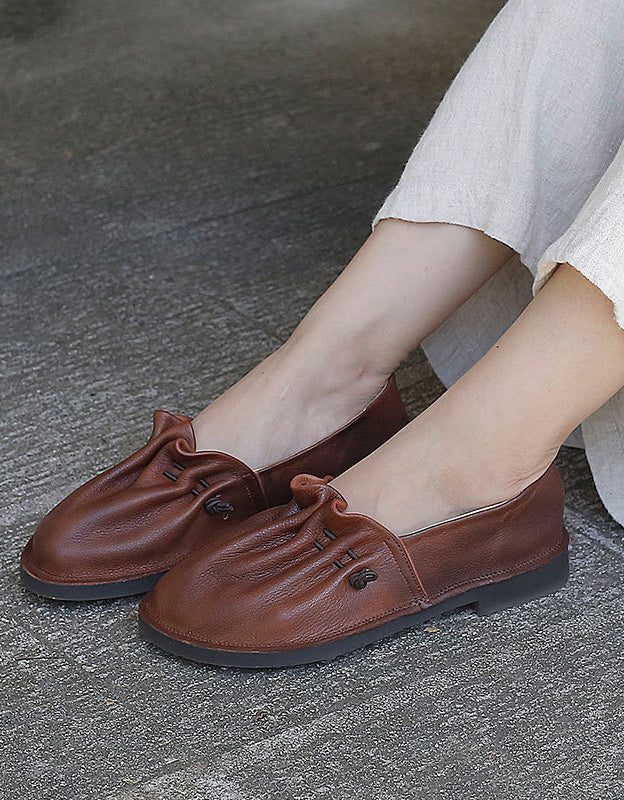 Retro Lederen Zachte Vrouwen Lente Platte Schoenen