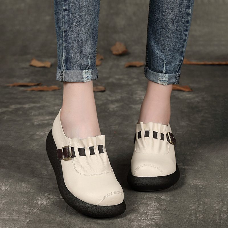 Spring Buckle Wedge Retro Schoenen