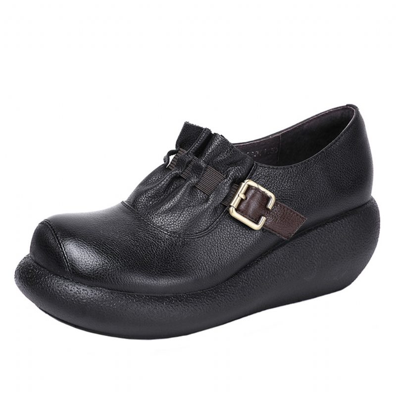 Spring Buckle Wedge Retro Schoenen