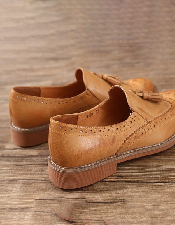 Klassieke Vintage Oxford Schoenen Met Kwastjes Gesneden