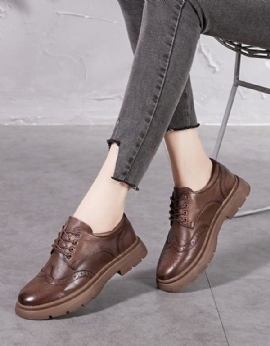 Lente Retro Leren Oxford Schoenen Met Veters