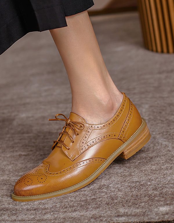 Vintage Lederen Britse Stijl Handgemaakte Oxford Schoenen