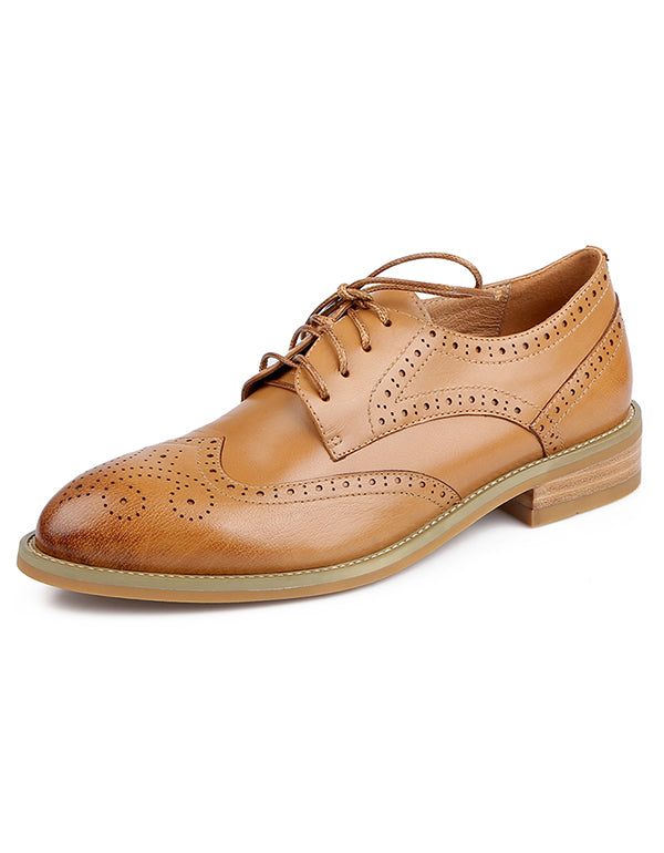 Vintage Lederen Britse Stijl Handgemaakte Oxford Schoenen