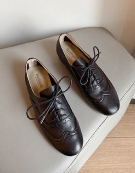 Zacht Lederen Brogue Gesneden Zwarte Dames Oxford