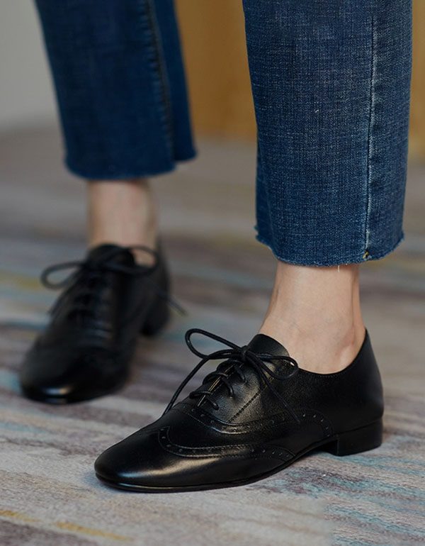 Zachte Lederen Britse Stijl Oxford Schoenen Voor Dames