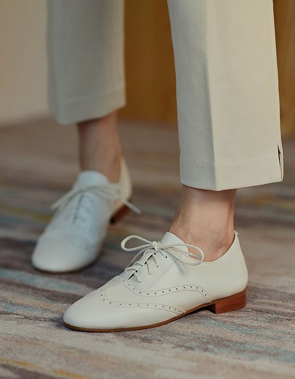 Zachte Lederen Britse Stijl Oxford Schoenen Voor Dames