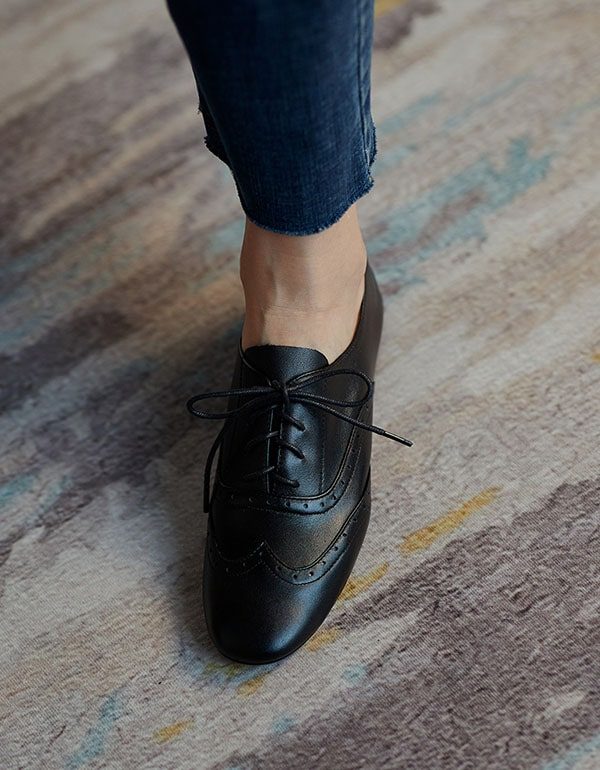 Zachte Lederen Britse Stijl Oxford Schoenen Voor Dames