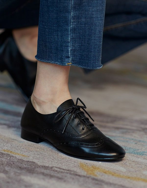 Zachte Lederen Britse Stijl Oxford Schoenen Voor Dames