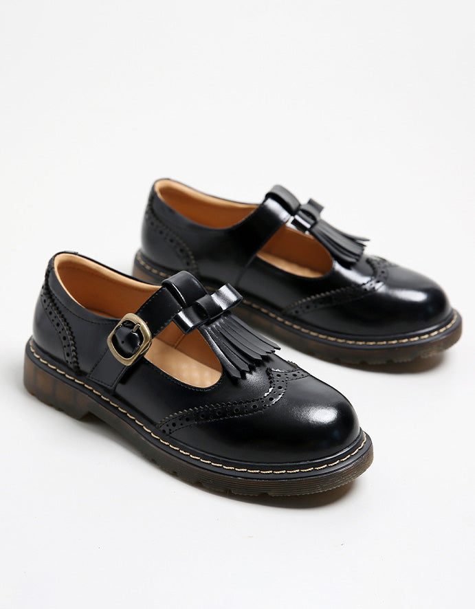 Lente Handgemaakte Vintage Mary Jane Schoenen Met Kwastjes