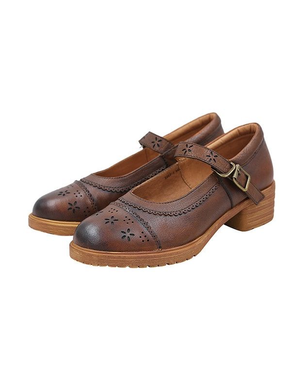 Lente Retro Leren Mary Jane Schoenen