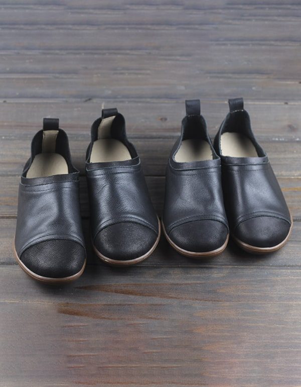 Comfortabele Handgemaakte Retro Leren Slip-on Platte Schoenen