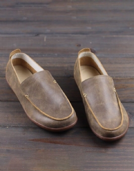 Heren Rundleder Handgemaakte Retro Leren Loafers