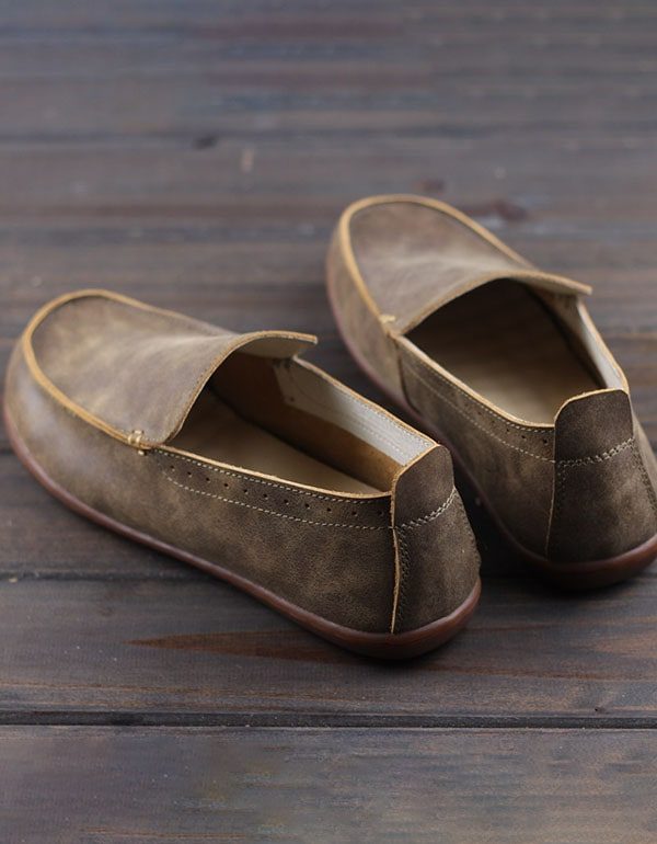 Heren Rundleder Handgemaakte Retro Leren Loafers