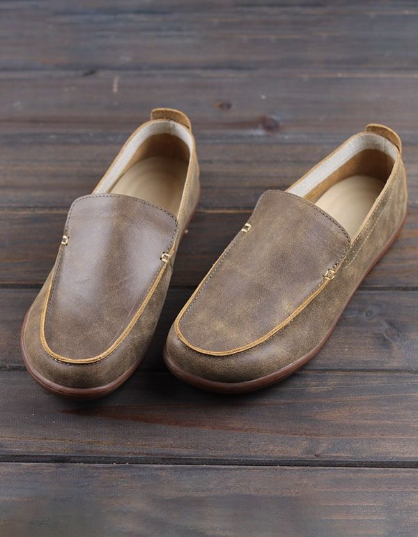 Heren Rundleder Handgemaakte Retro Leren Loafers